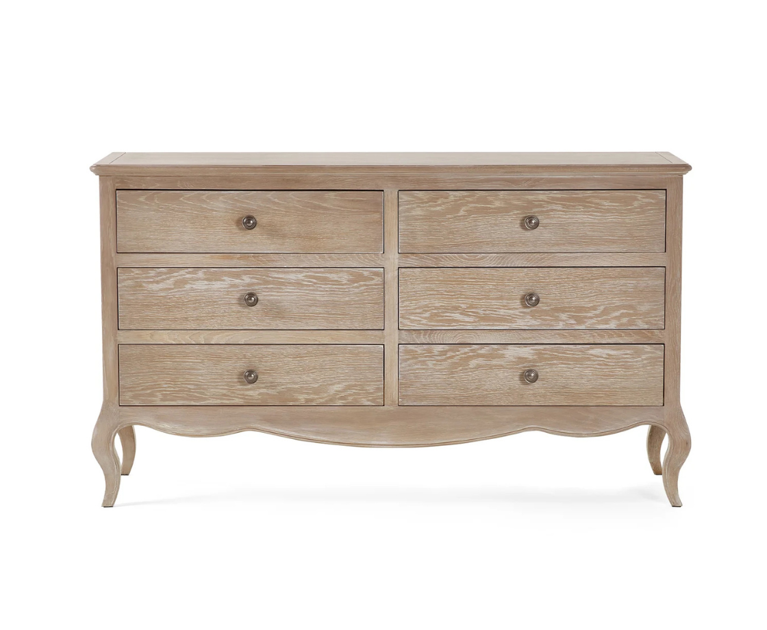 Camille 6 Drawer Wide Chest - Oak