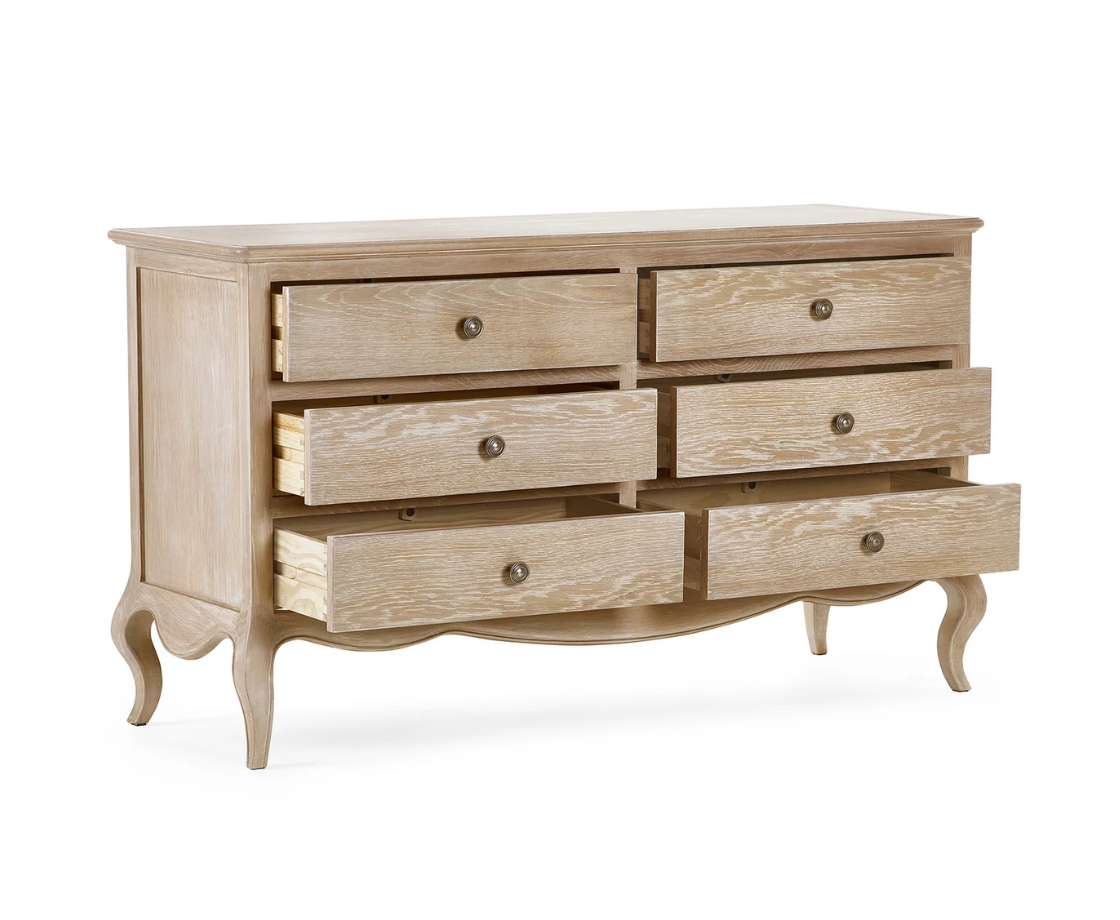 Camille 6 Drawer Wide Chest - Oak