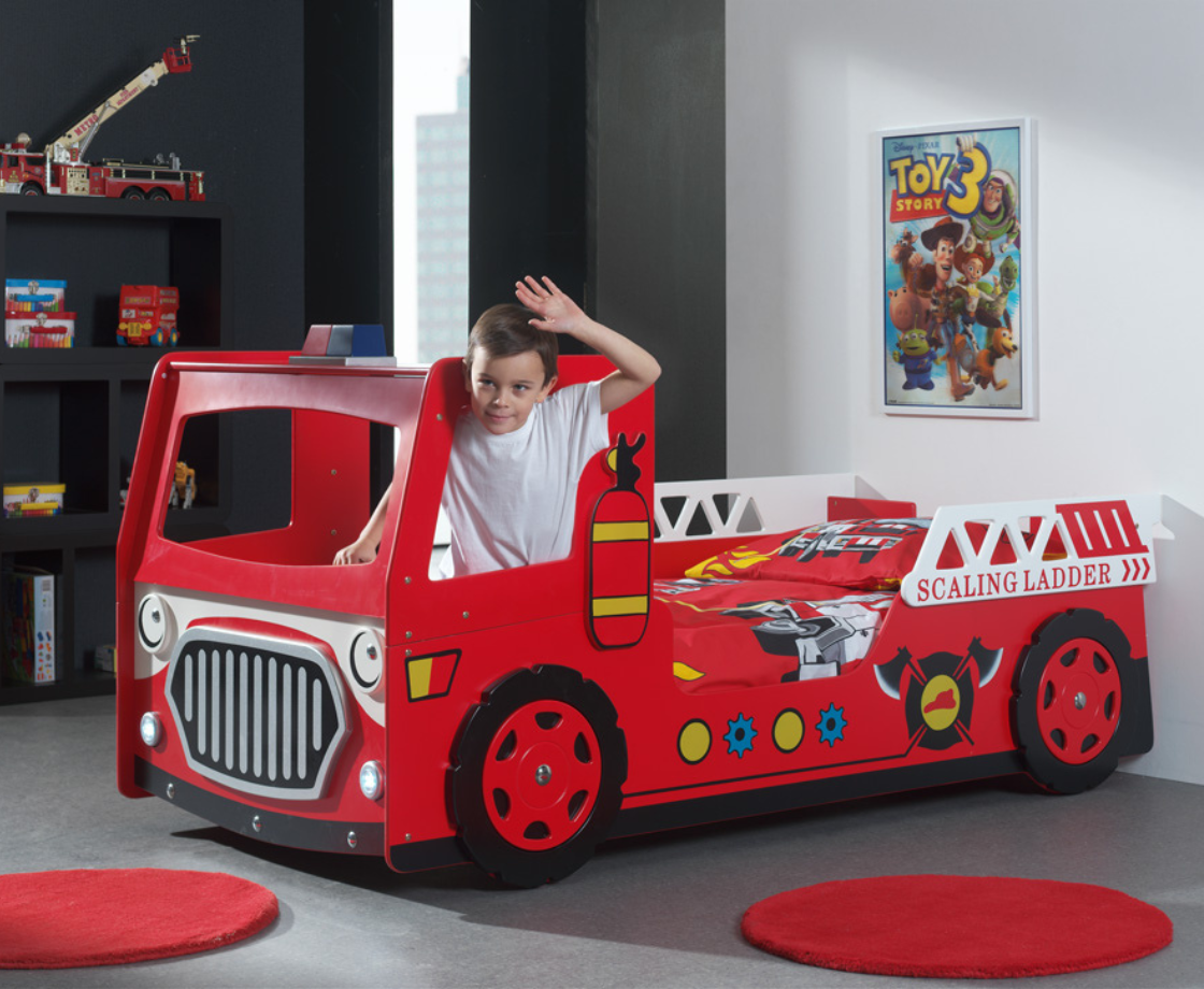 Fire Truck Bed 90x200cm - Red