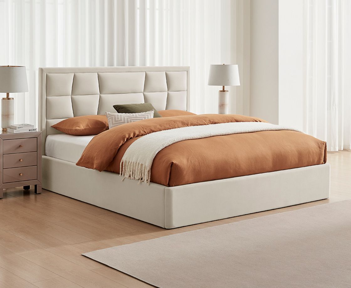 Carmen 4ft6 Double Ottoman Bed - Natural
