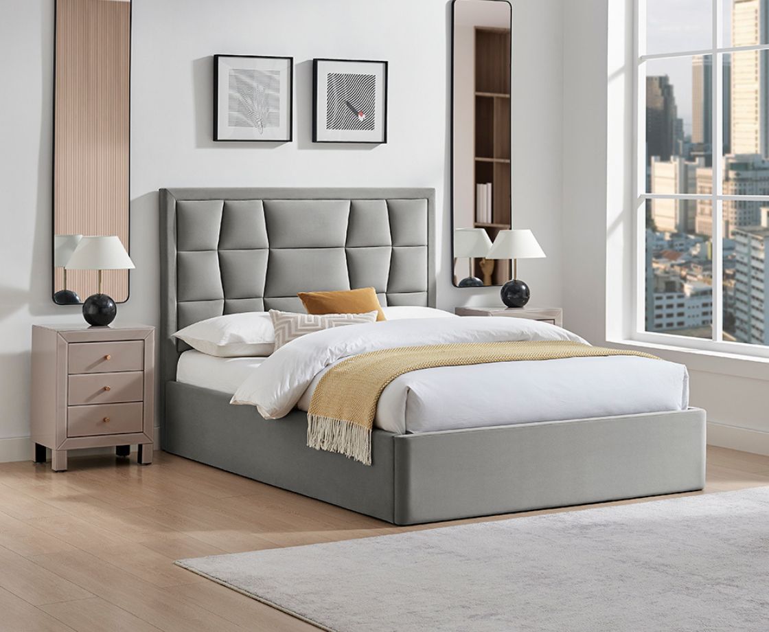 Carmen 5ft Kingsize Ottoman Bed - Silver
