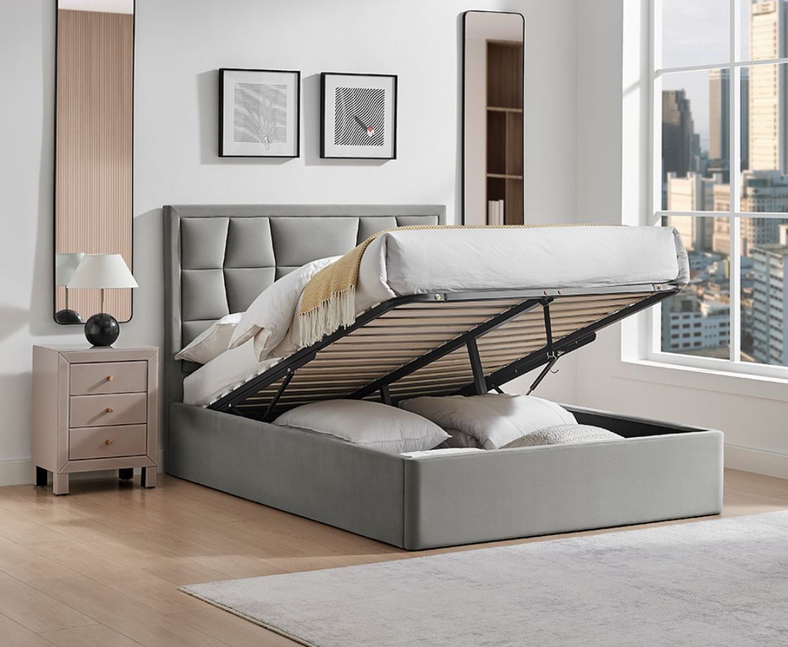Carmen 5ft Kingsize Ottoman Bed - Silver