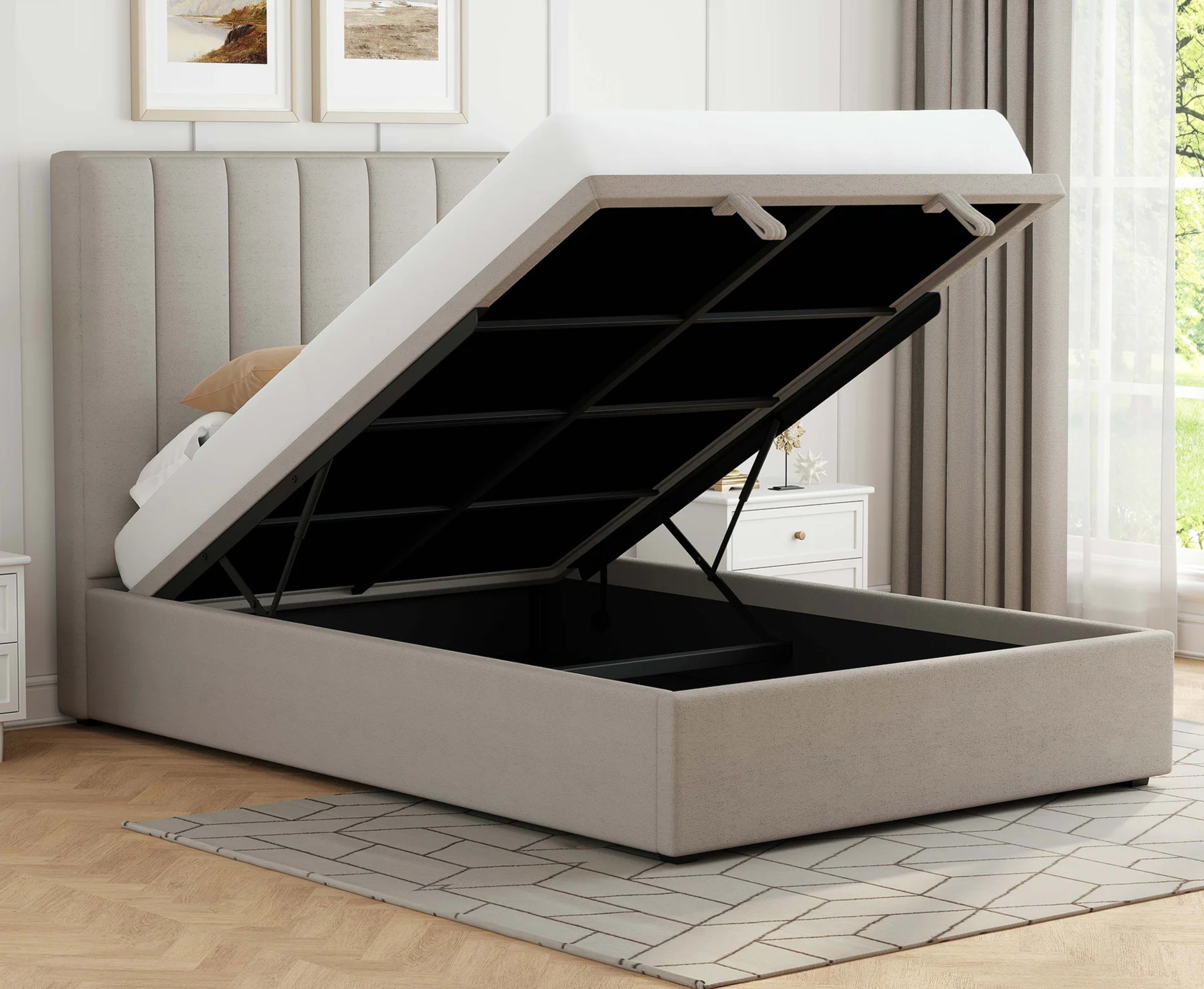 Codie 4ft6 Double Ottoman Bed Frame - Beige