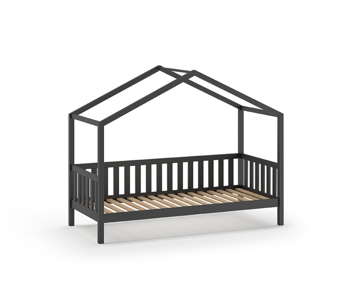 Dally House Bed with Gate 90x200cm - Anthracite