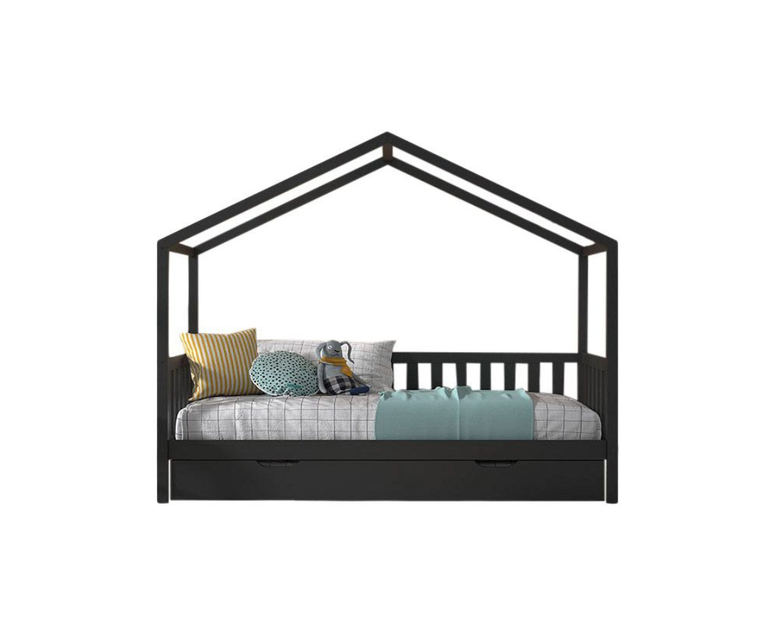 Dally House Bed with Gate 90x200cm - Anthracite