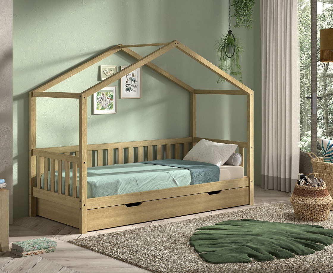 Dally House Bed with Gate 90x200cm - Natural
