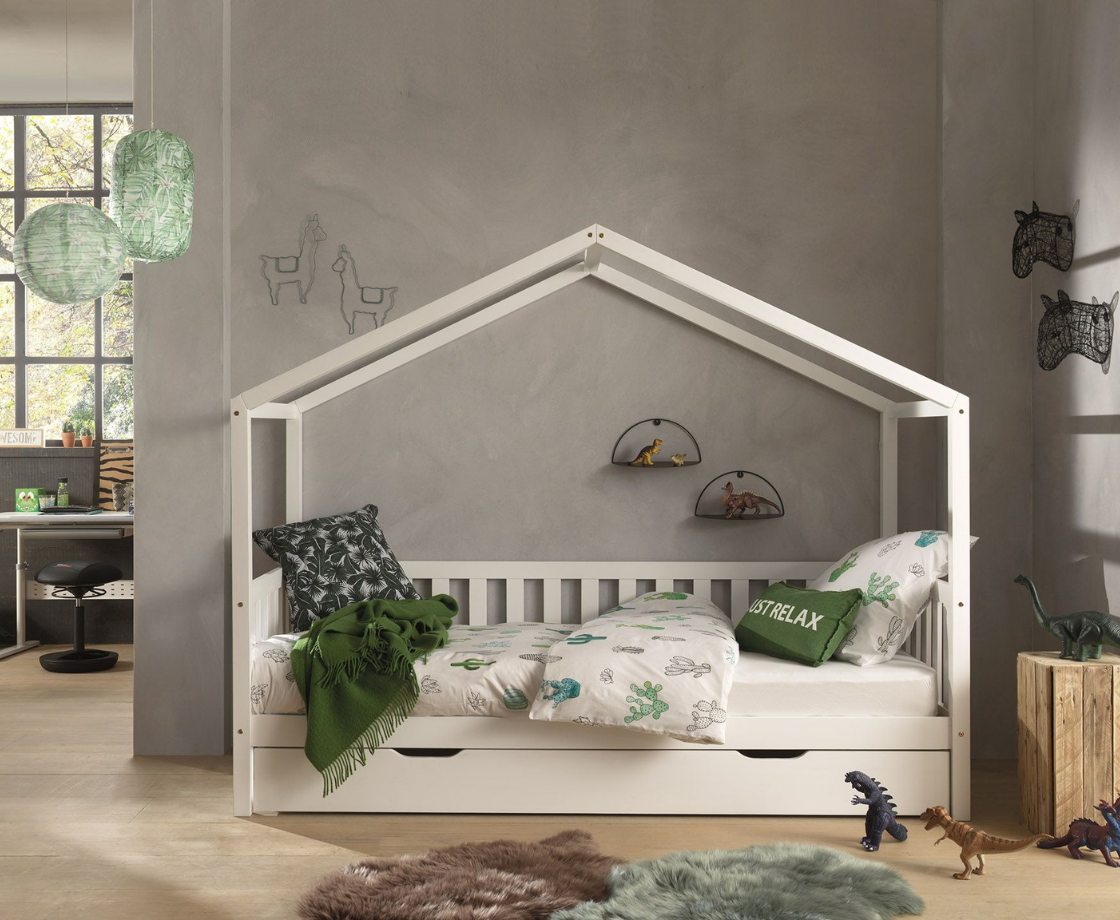 Dally House Bed with Gate 90x200cm - White