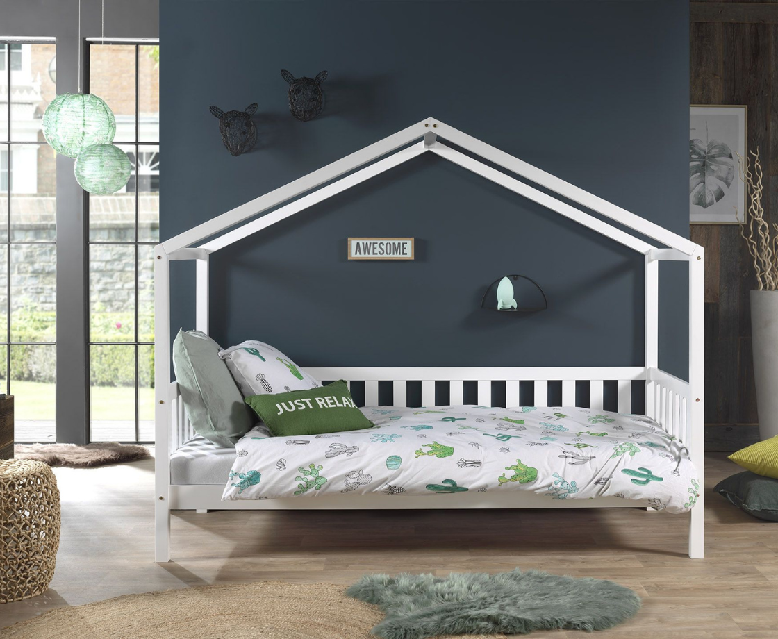Dally House Bed with Gate 90x200cm - White