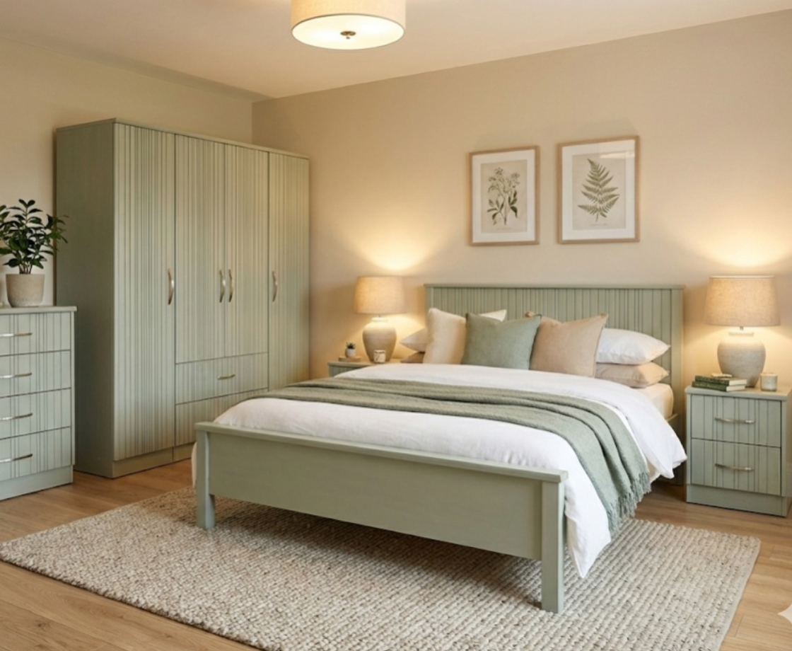Finn 4ft6 Double Bed Frames - Sage