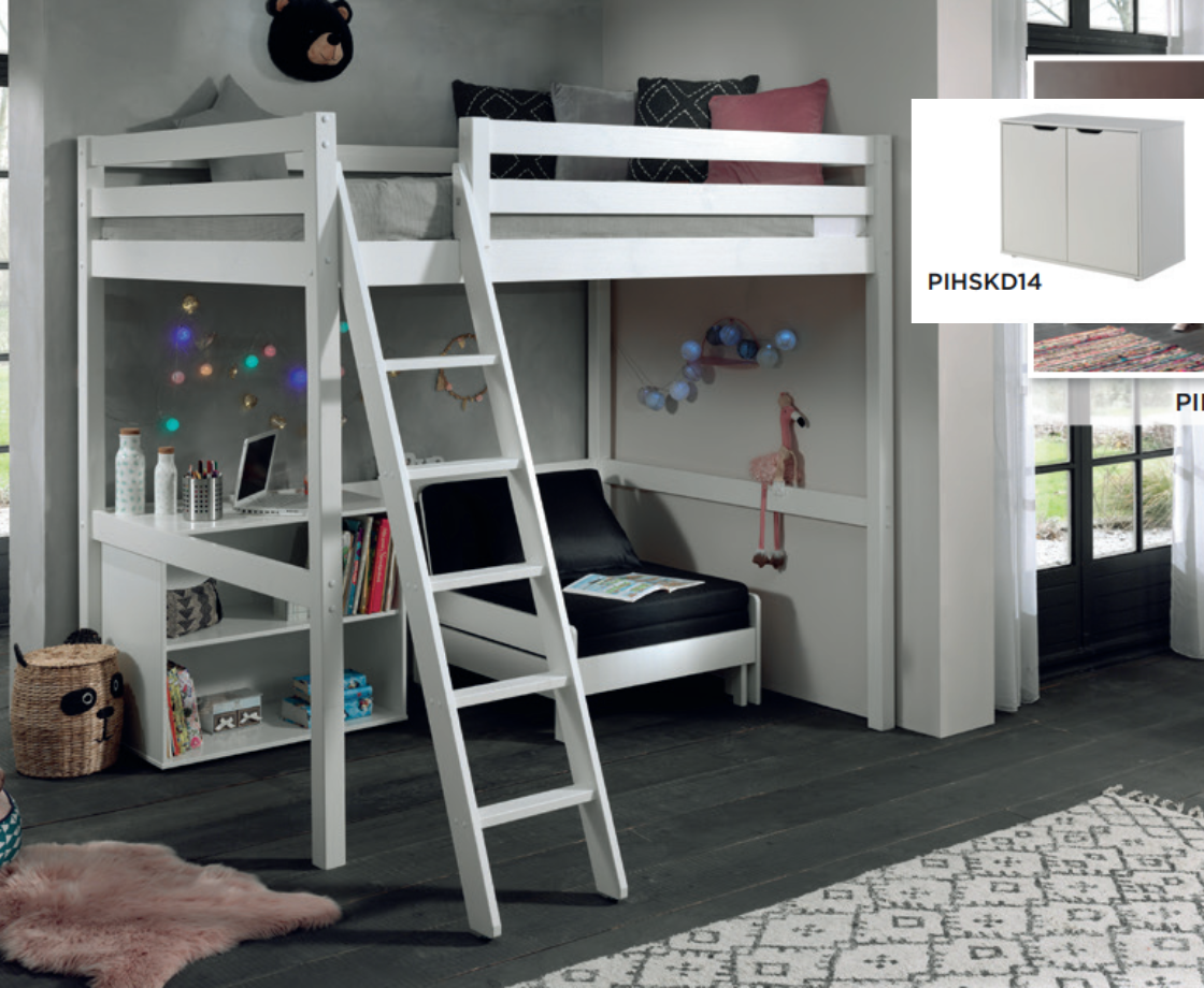 Funkie Mezzanine 140cm High sleeper - White