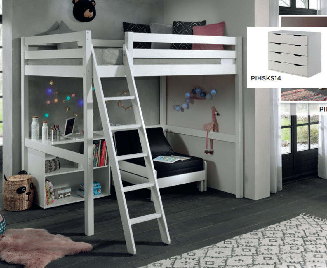 Funkie Mezzanine 140cm High sleeper - White