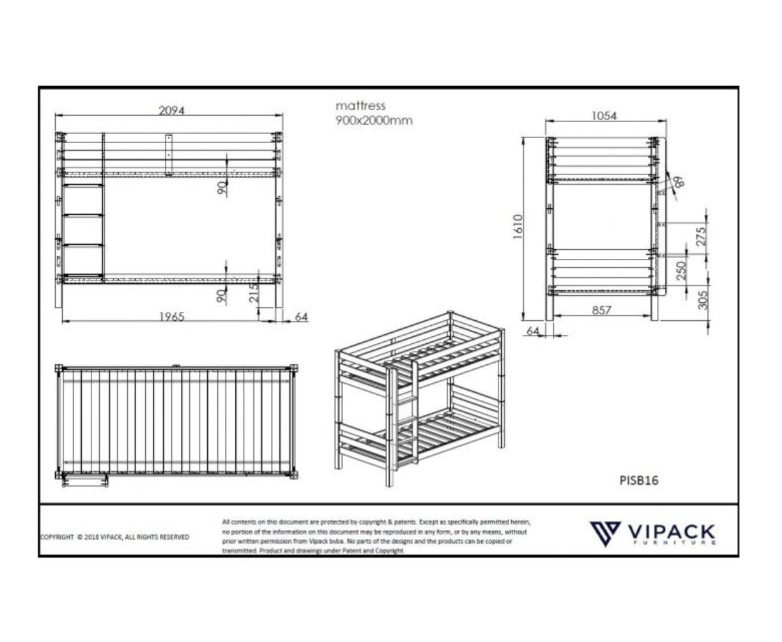 Funkie Bunk Bed 160cm - White