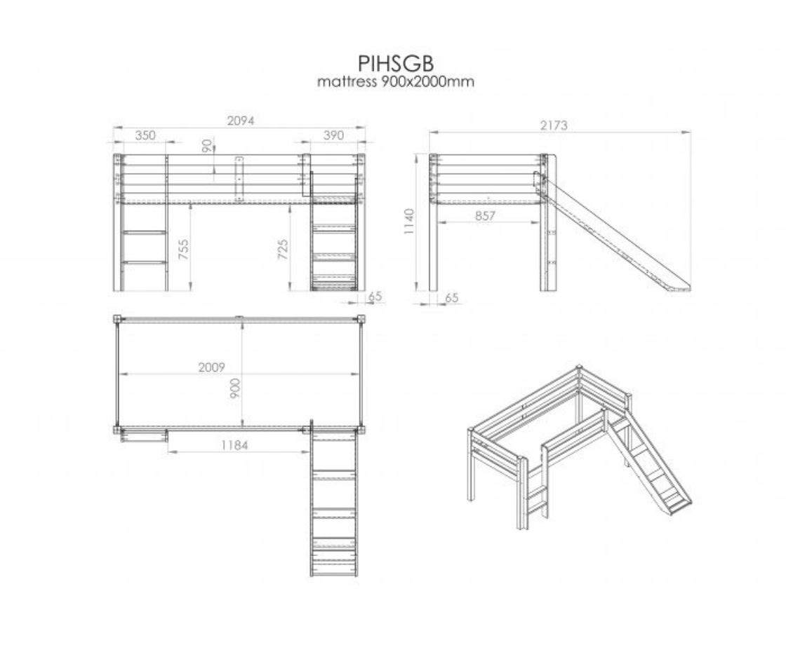 Funkie Midsleeper with Slides - Grey
