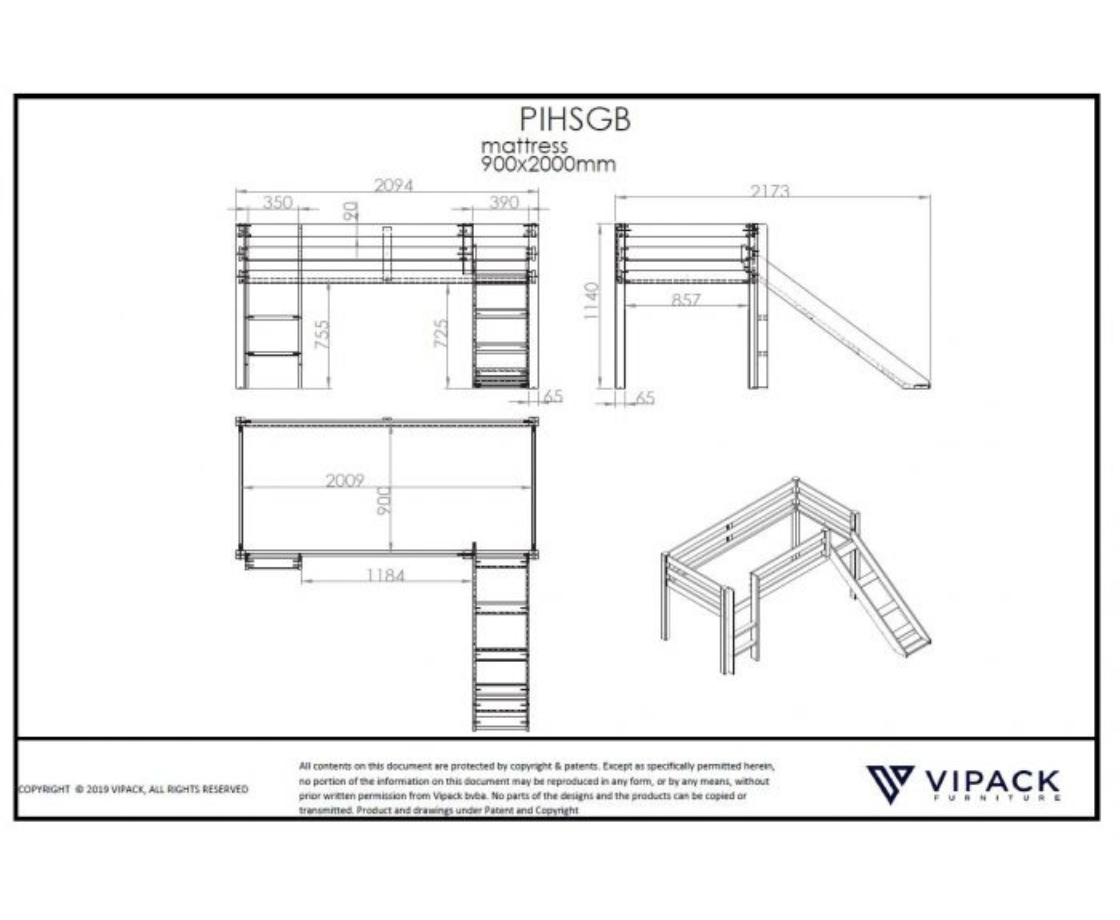 Funkie Midsleeper with Slides - White