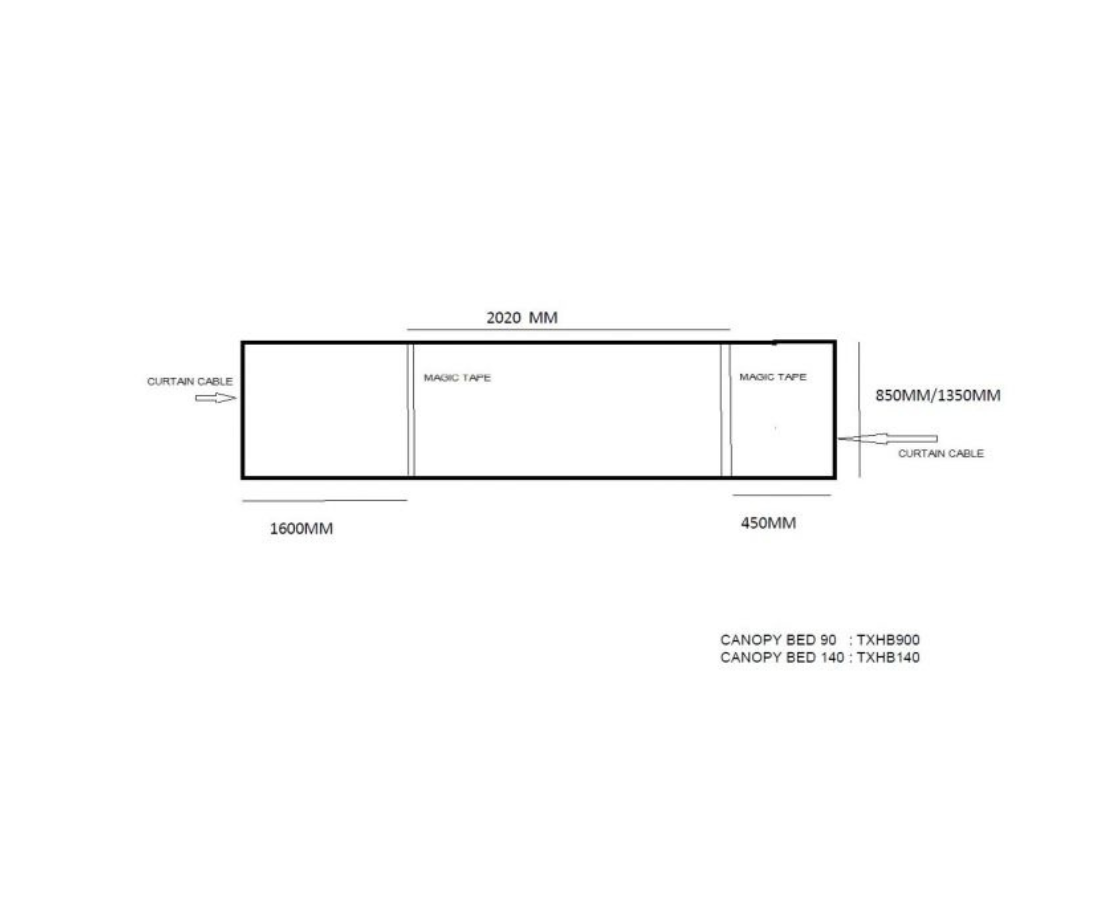 Funkie Canopy 140cm Bed  - White