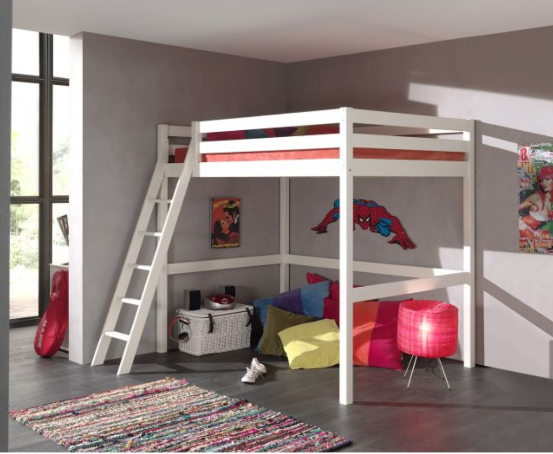 Funkie Mezzanine 140cm High sleeper - White