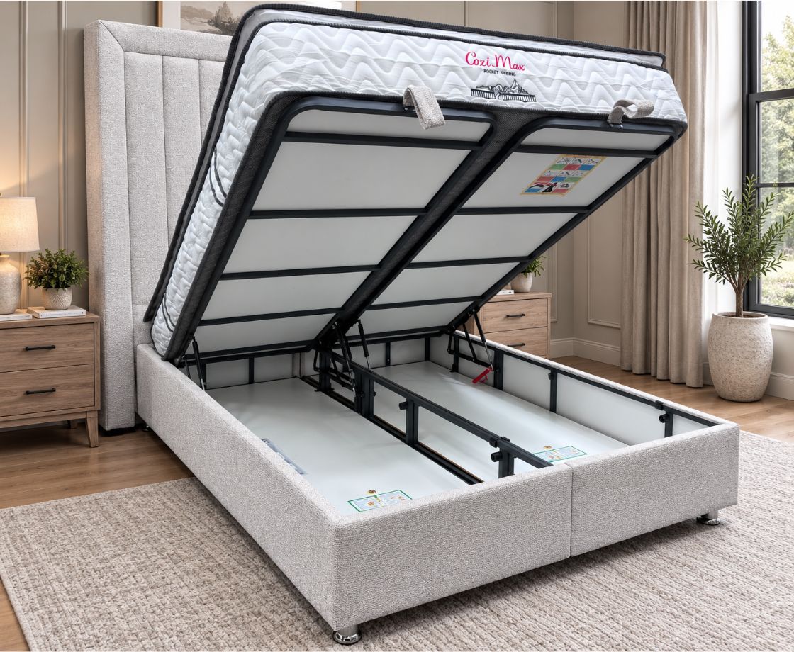 Hollie 5ft Kingsize Ottoman Bed - Beige