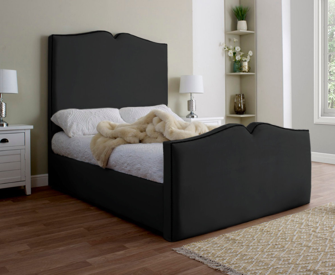 Love Heart 3ft Single Ottoman Bed Frame - Velvet Cream
