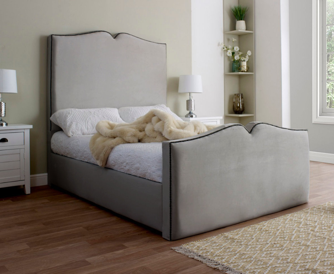 Love Heart 4ft Small Double Bed Frame - Velvet Cream