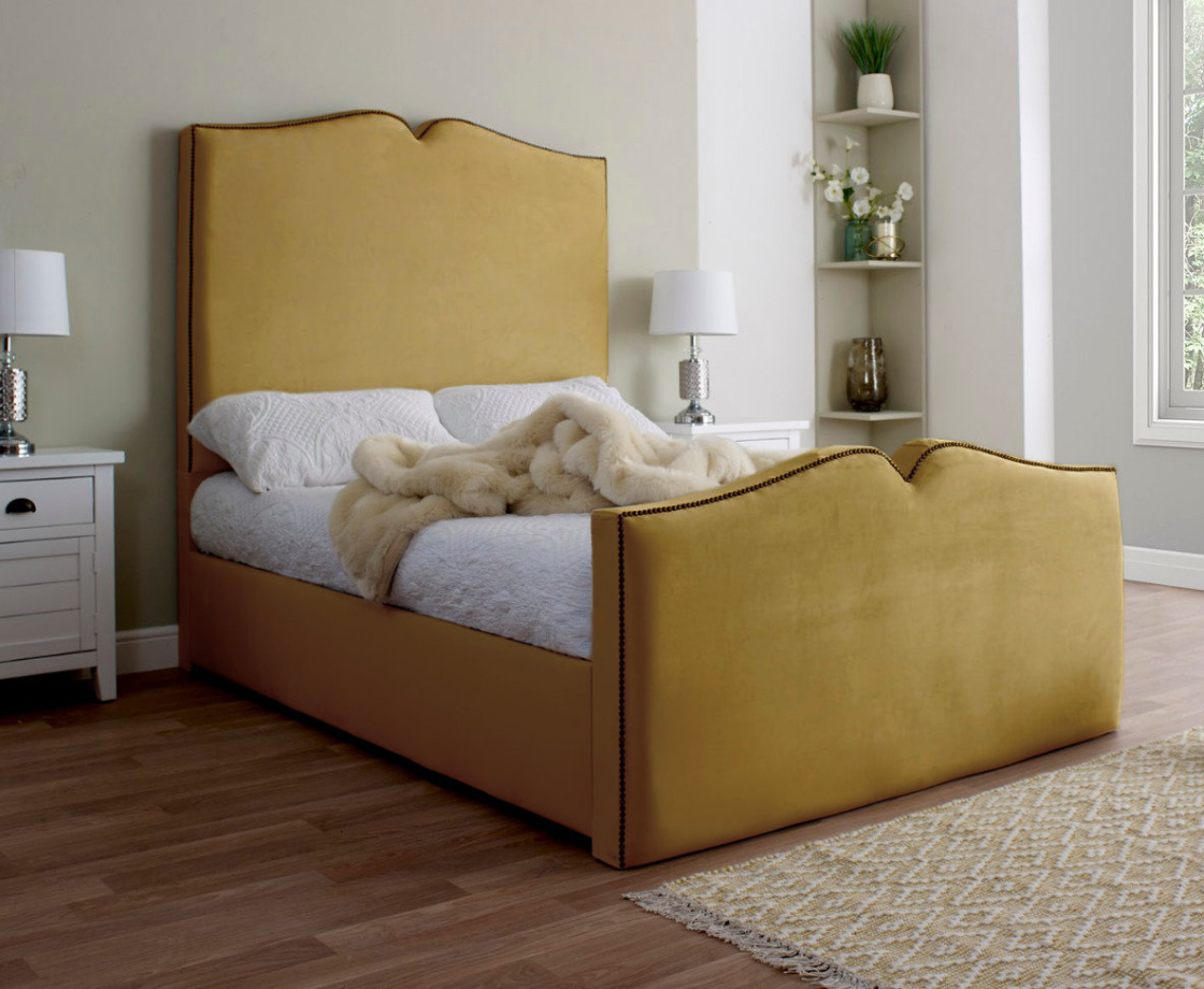 Love Heart 4ft Small Double Bed Frame - Velvet Cream