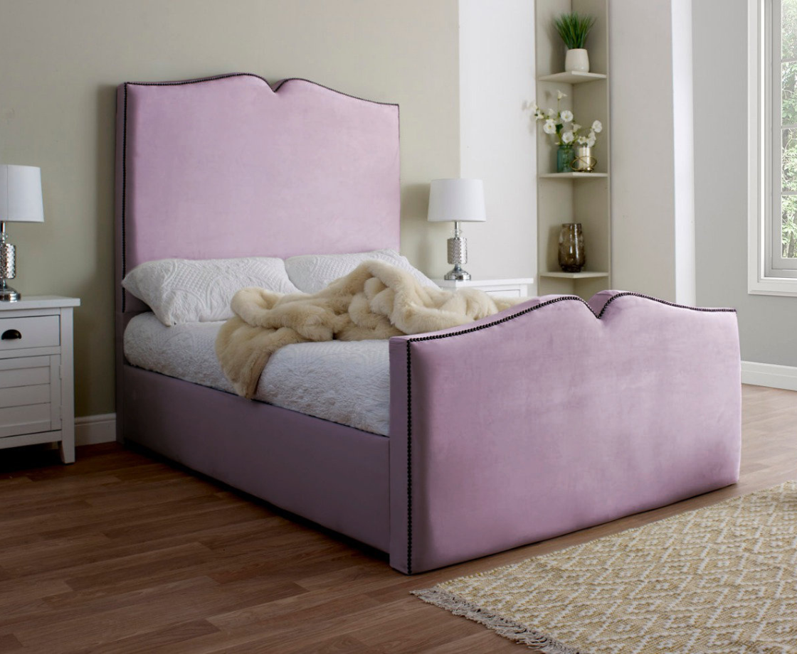 Love Heart 3ft Single Ottoman Bed Frame - Velvet Cream