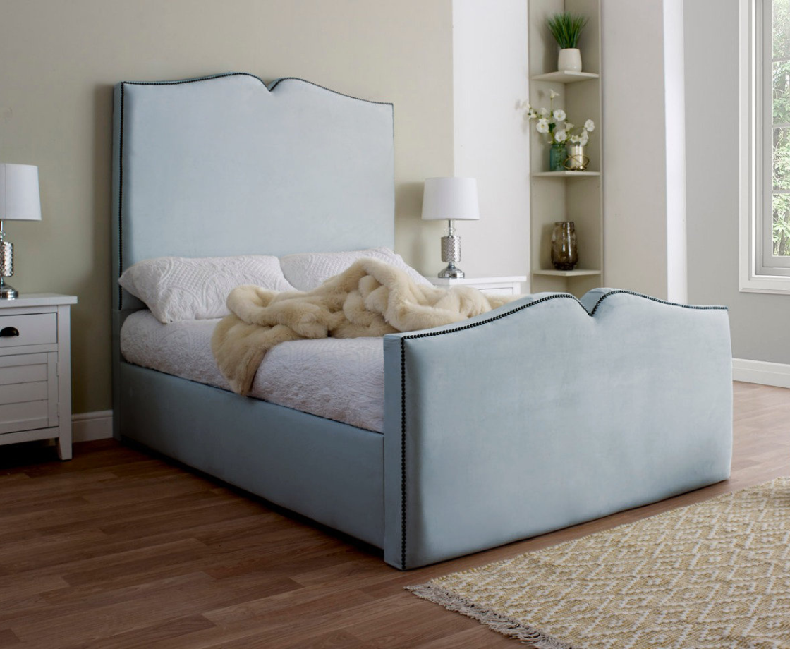 Love Heart 3ft Single Ottoman Bed Frame - Velvet Cream