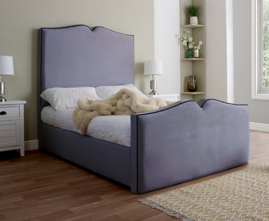 Love Heart 6ft Superking Bed Frame - Velvet Cream