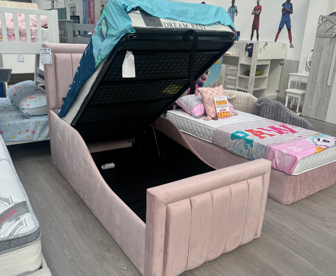 Luxe 4ft6 Ottoman Bed Frame - Baby Pink