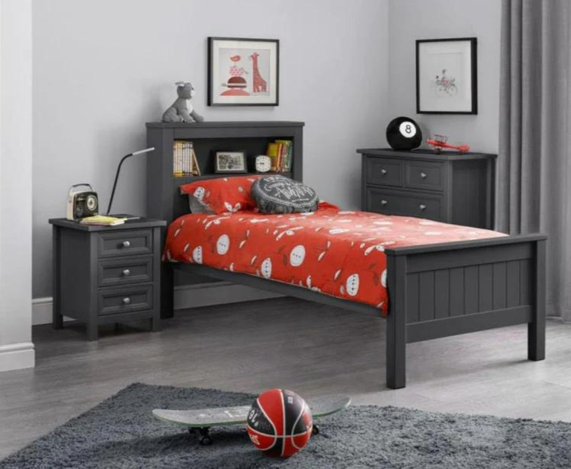 Maine Bookcase Bed 90cm - Anthracite