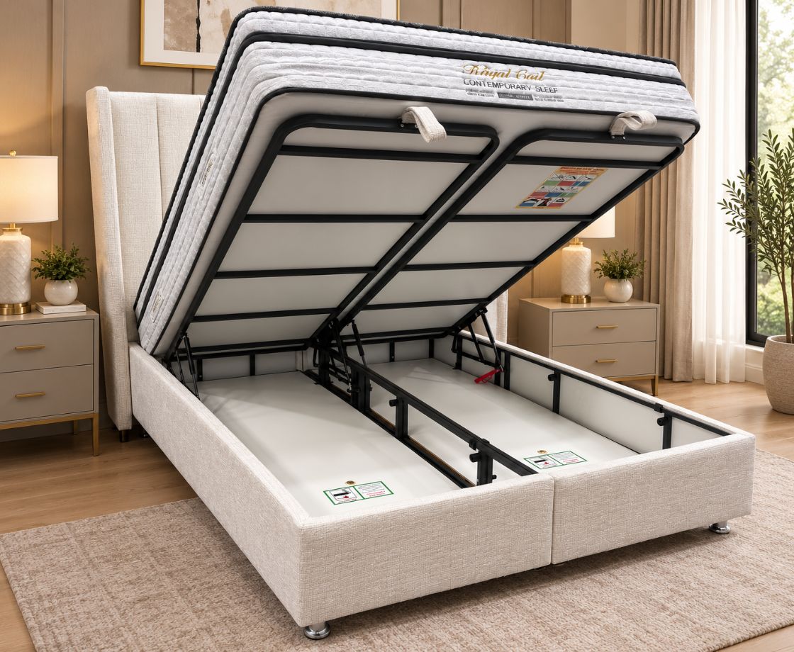 Molly 6ft Superking Ottoman Bed - Beige