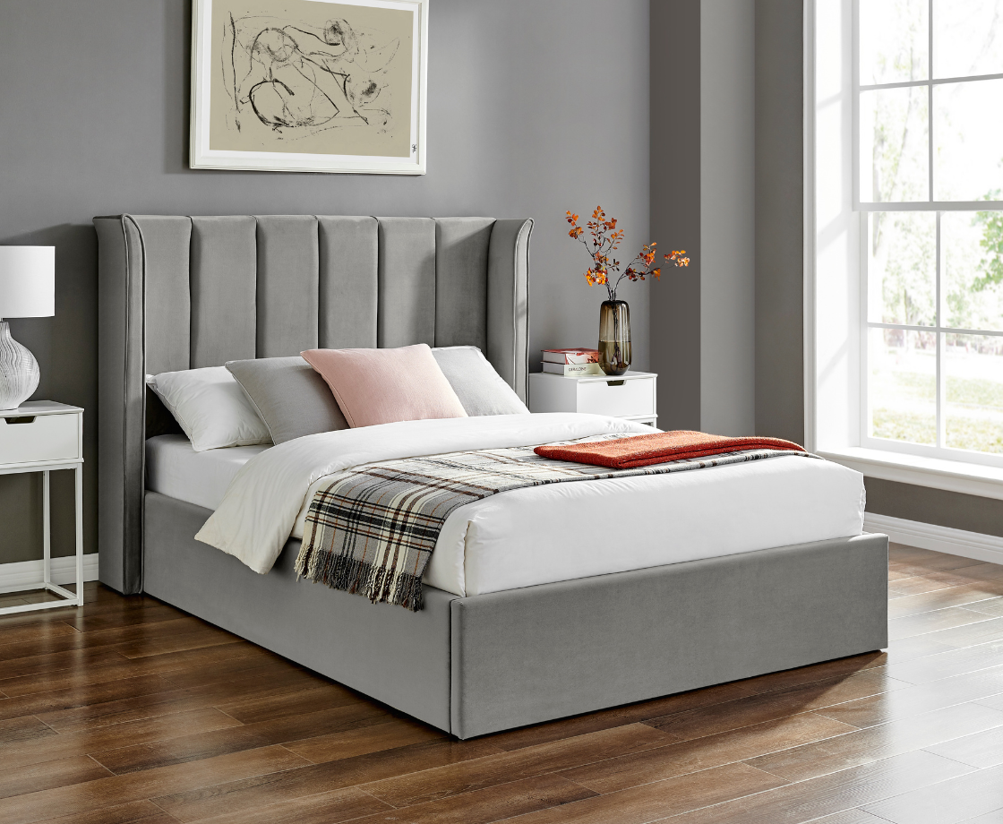 Polaris 5ft Kingsize Ottoman Bed Frame - Silver