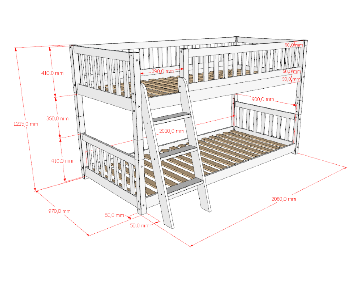 Ronnie Bunk Bed 90x200 - Natural