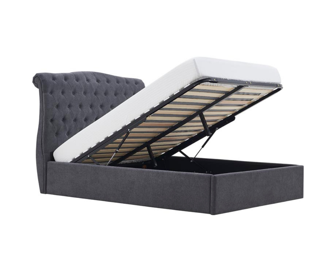 Riley Storage 3ft Single Bed Frame - Dark Grey