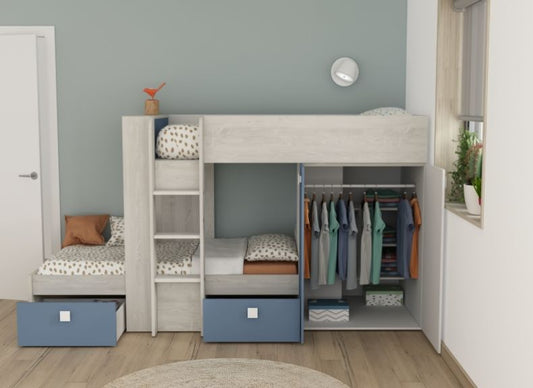 Supreme Bunk Bed - Blue | Pink | Grey Oak