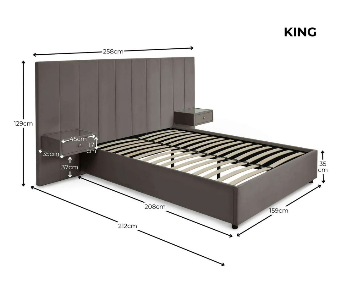 Sloane 5ft Kingsize Bed - Grey