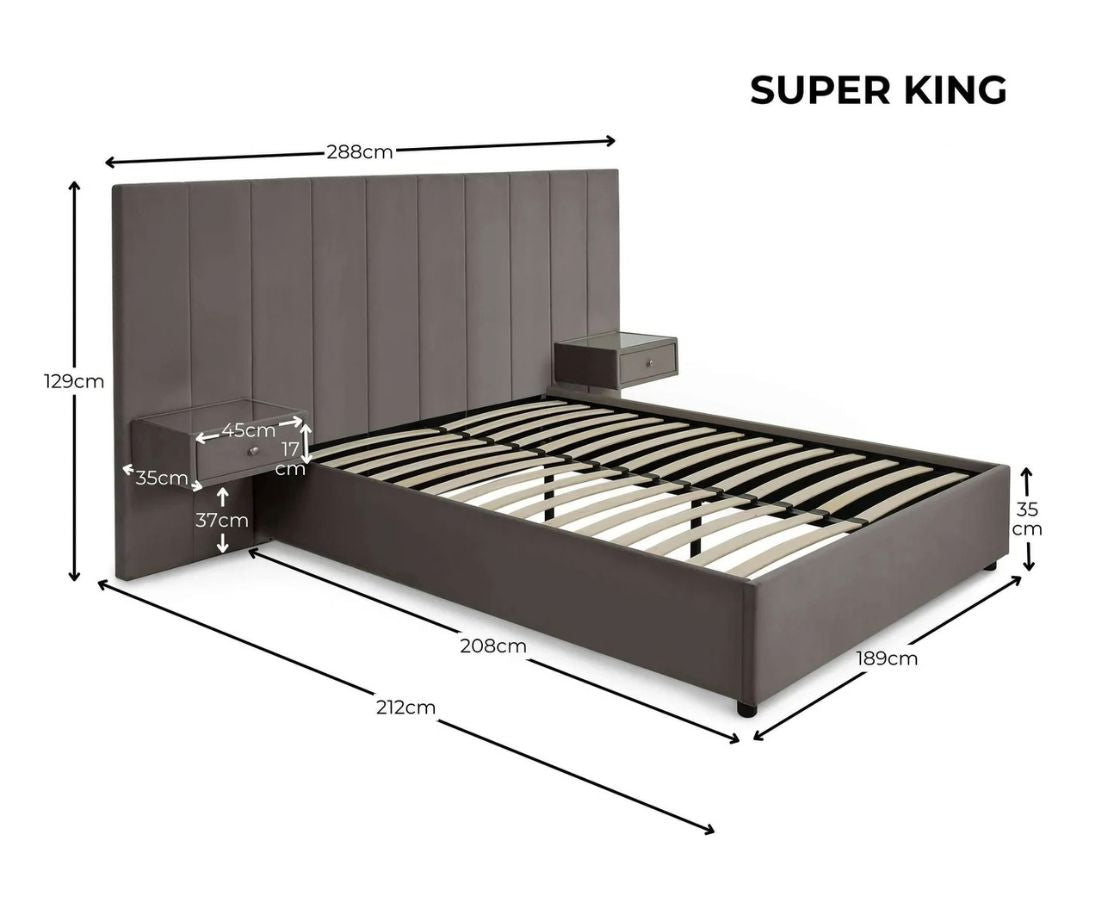 Sloane 6ft Superking Bed - Grey