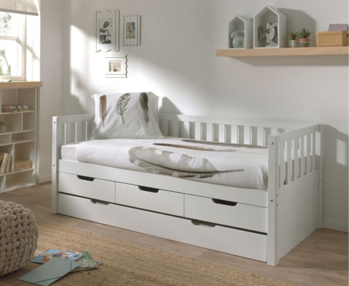 Sleepz Captain Bed with Drawers - White