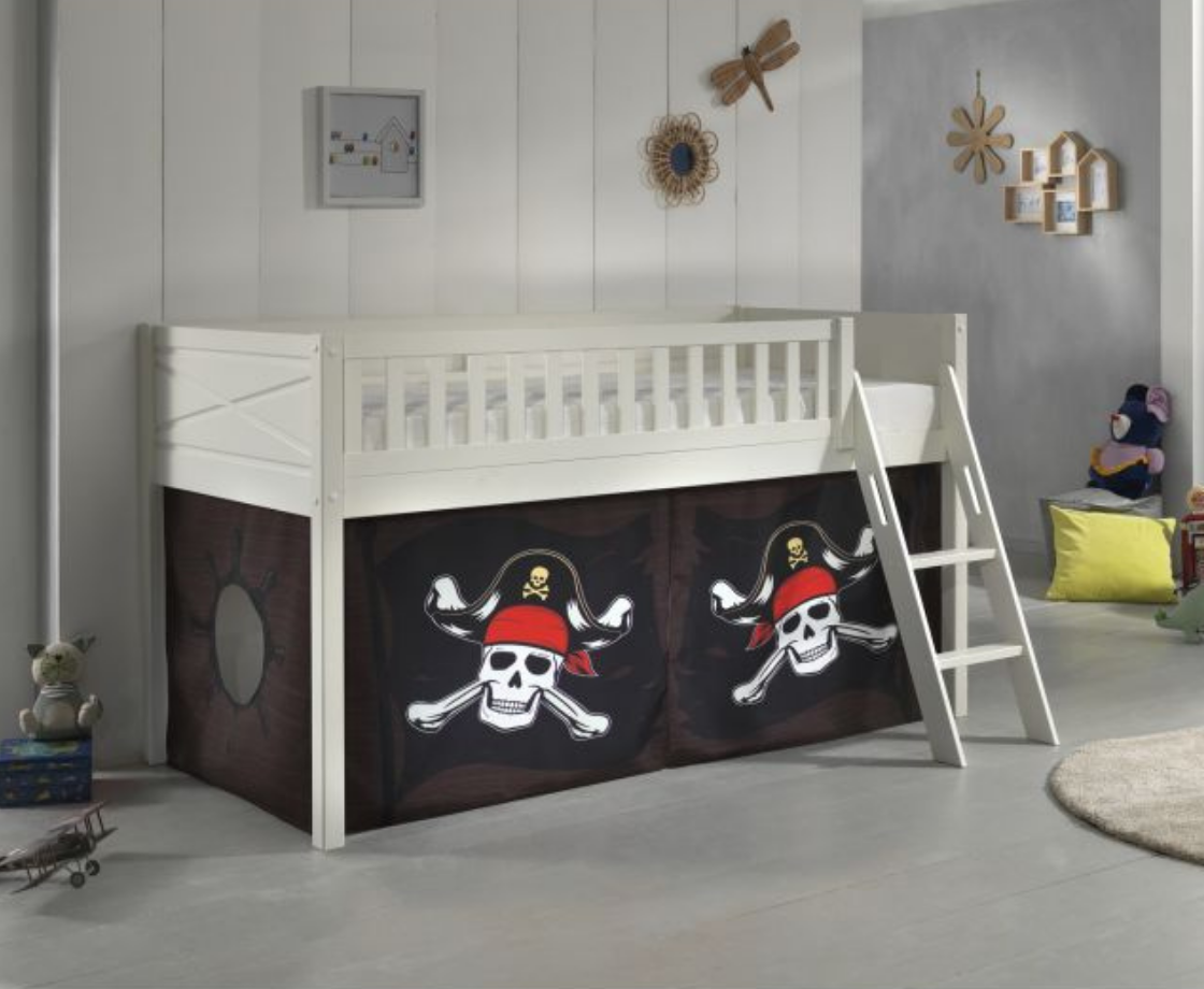 Snowy Midsleeper with Slanted Ladder - White