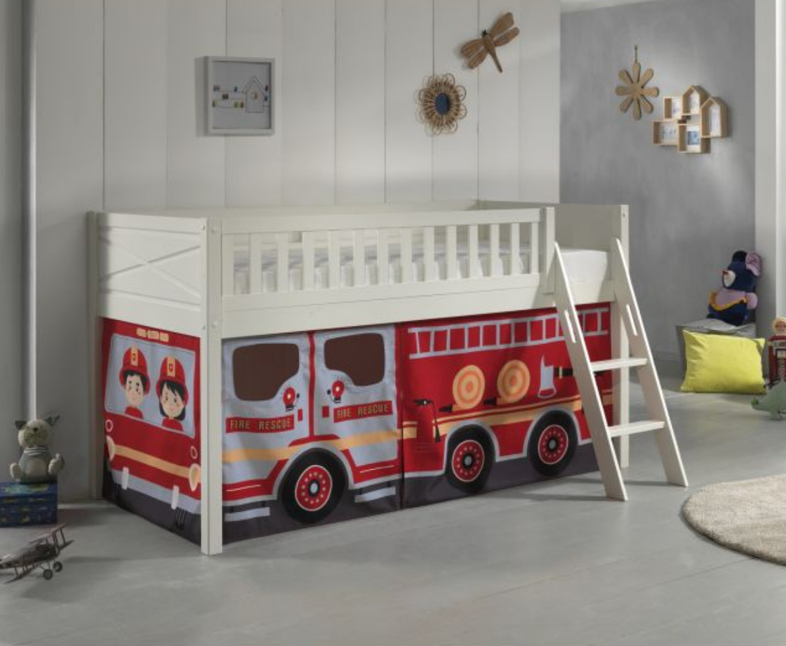 Snowy Midsleeper with Slanted Ladder - White