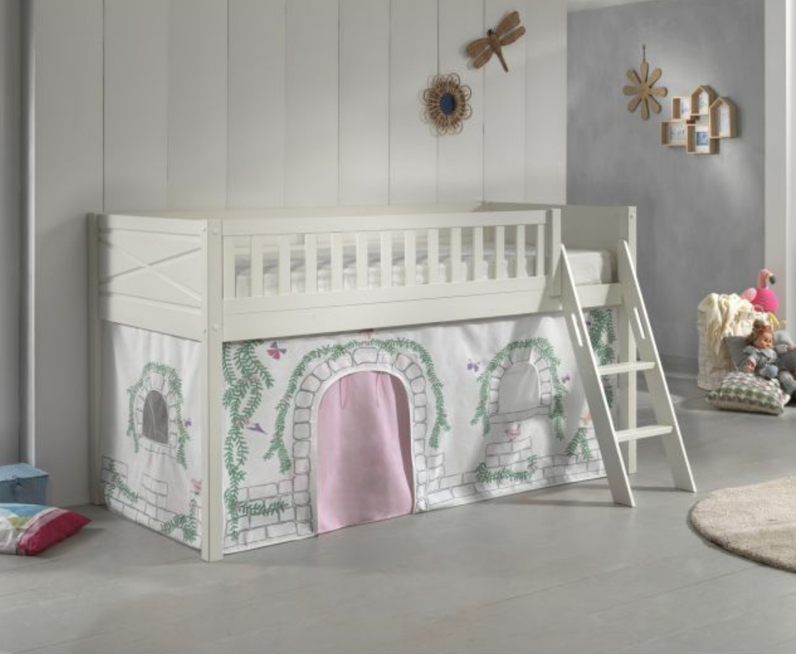Snowy Midsleeper with Slanted Ladder - White