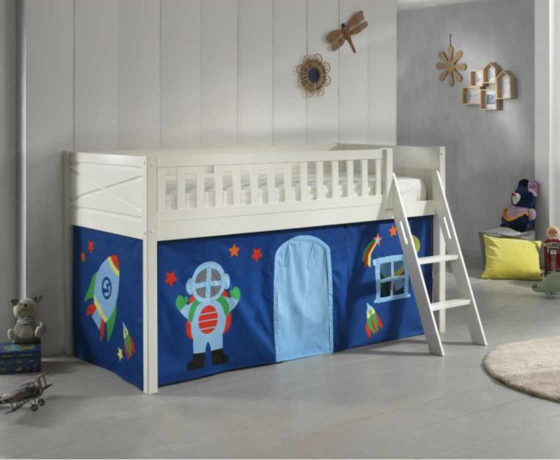 Snowy Midsleeper with Slanted Ladder - White