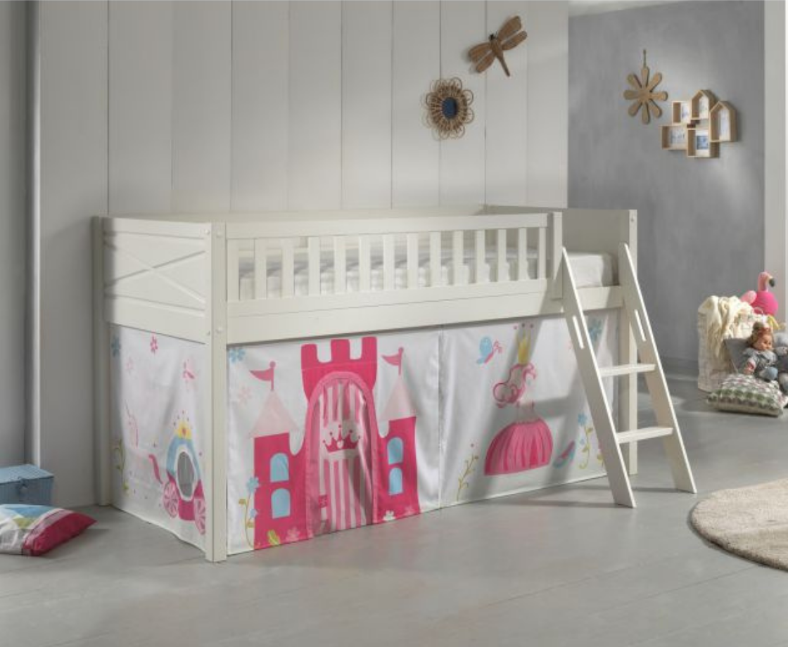 Snowy Midsleeper with Slanted Ladder - White