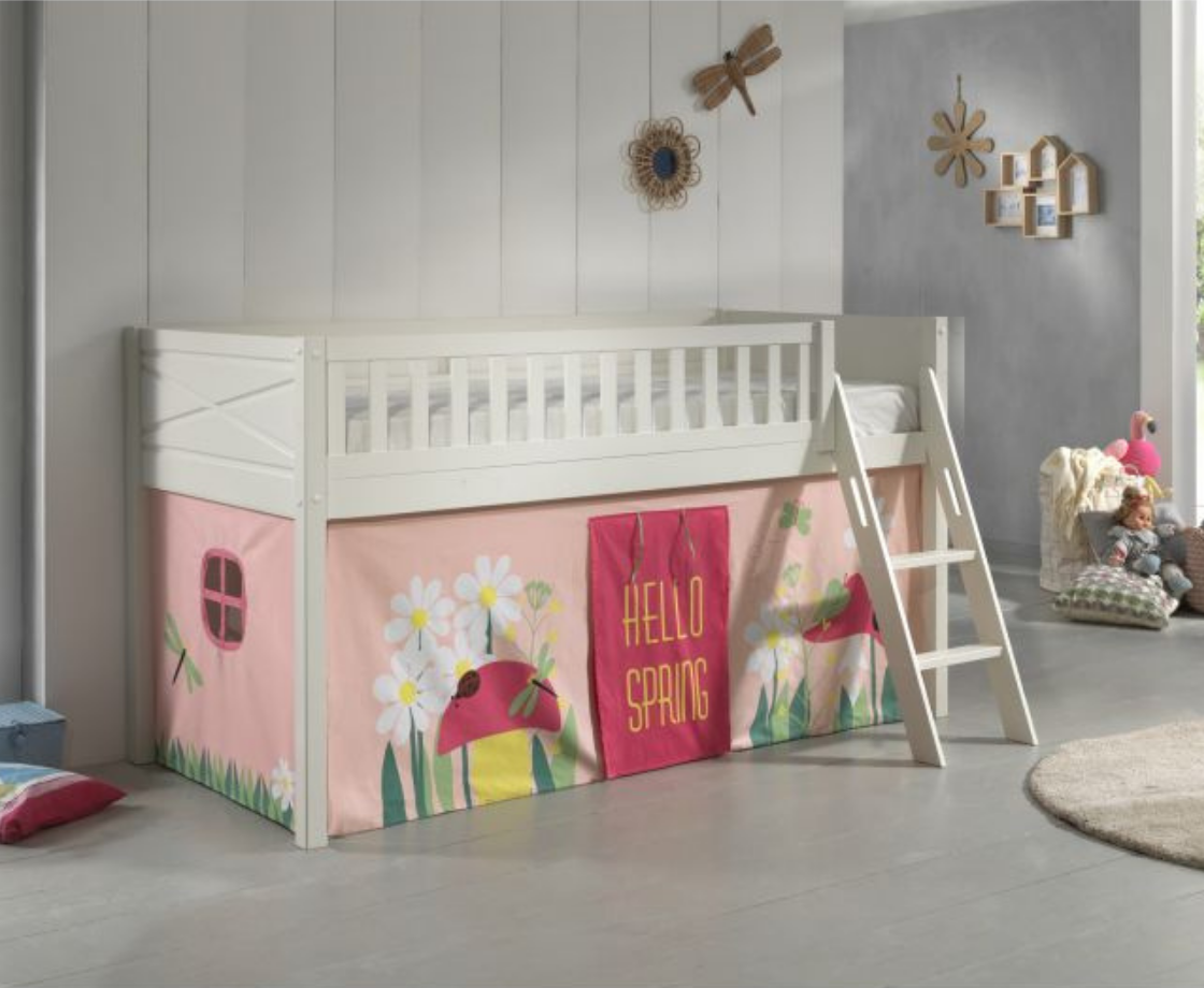 Snowy Midsleeper with Slanted Ladder - White