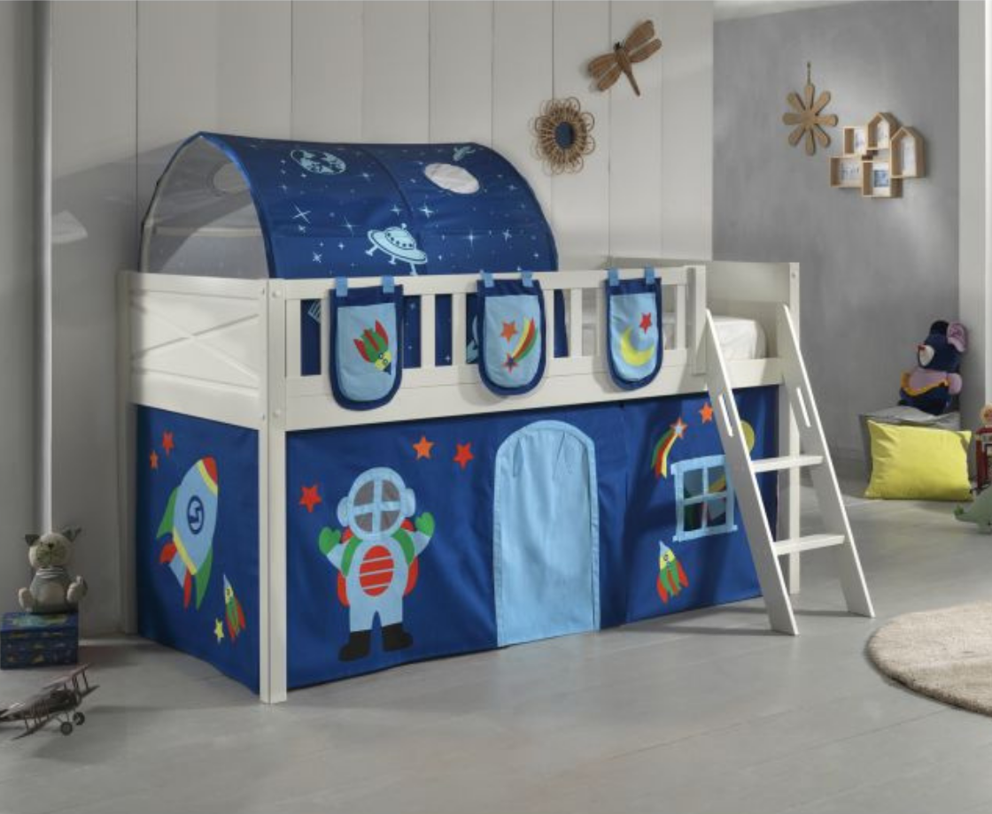 Snowy Midsleeper with Slanted Ladder - White