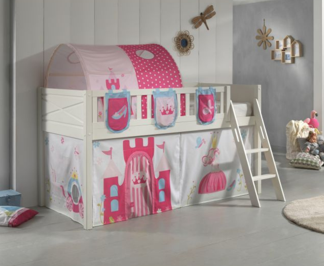 Snowy Midsleeper with Slanted Ladder - White