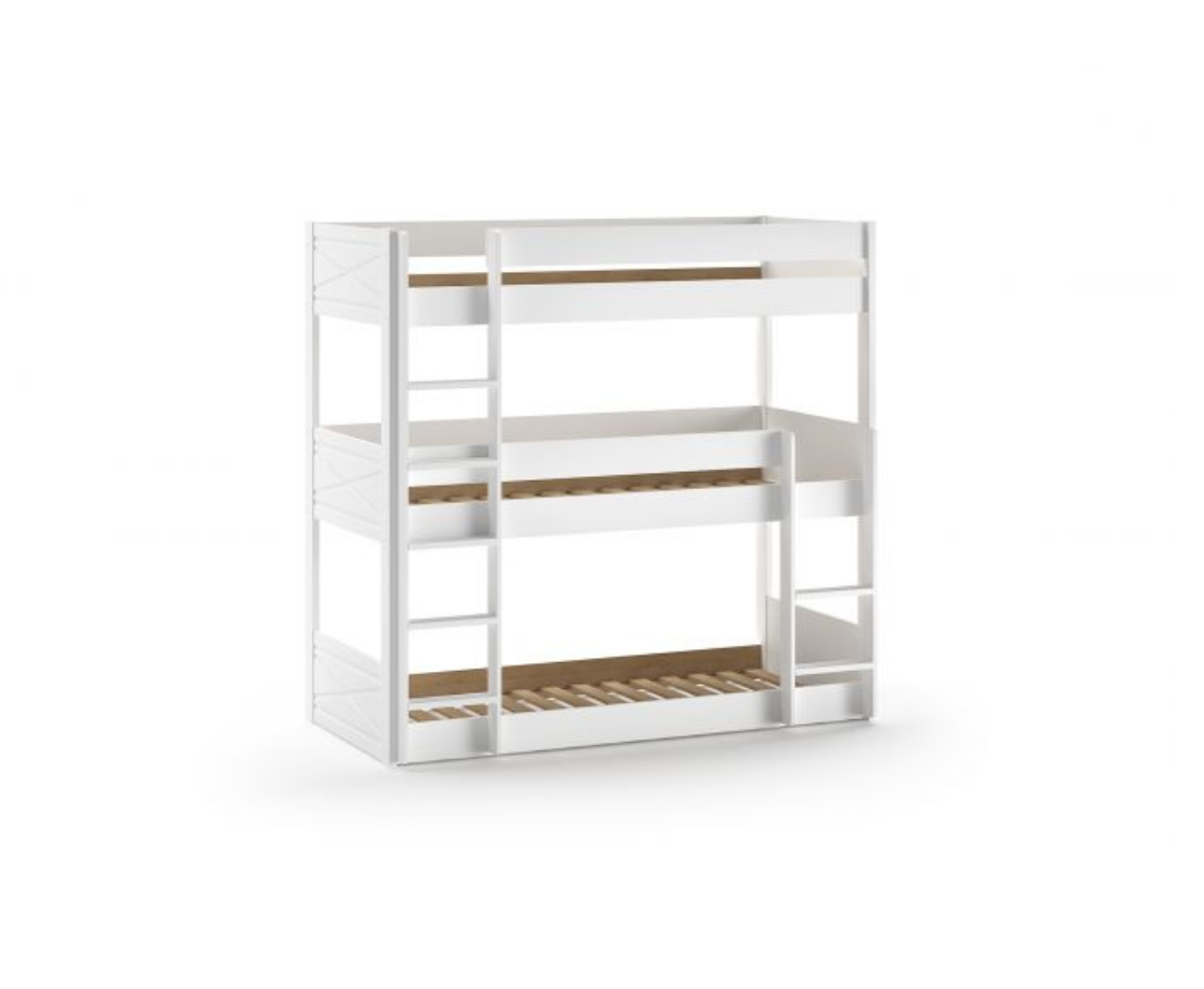 Snowy Triple Bunk Bed 90X200cm - White