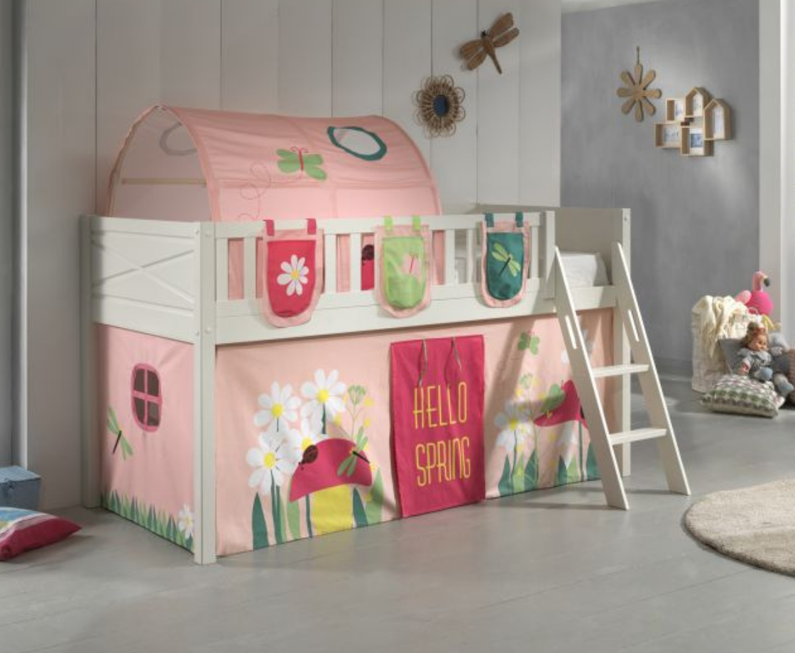 Snowy Midsleeper with Slanted Ladder - White