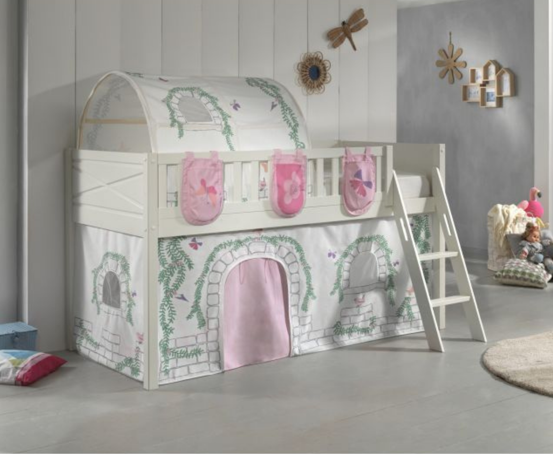 Snowy Midsleeper with Slanted Ladder - White