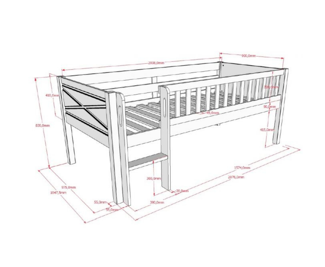 Snowy Midsleeper with Ladder - White