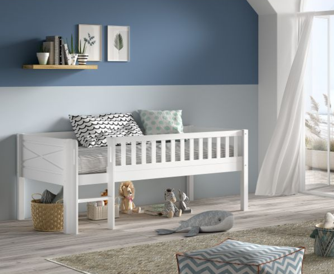 Snowy Low Midsleeper with Ladder - White